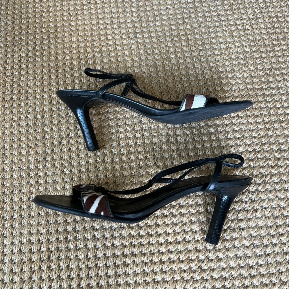 Vintage Ralph Lauren Zebra Ponyhair slingback heeled strappy leather sandals - Picture 2 of 6